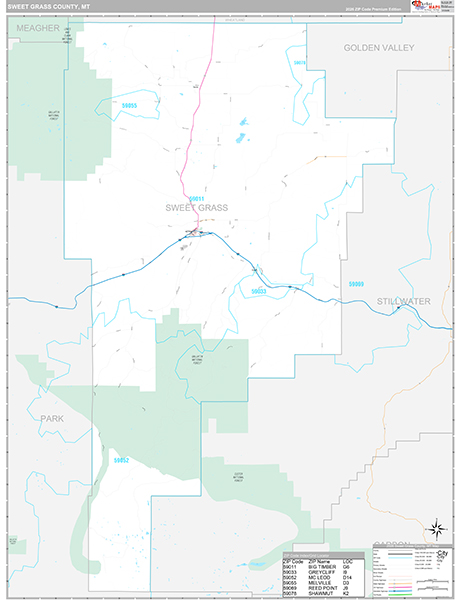 Sweet Grass County, MT Wall Map